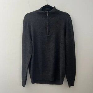 Club Room Men’s‎ Merino Wool Blend Quarter Zip Sweater Gray Knit Cozy Sz Large